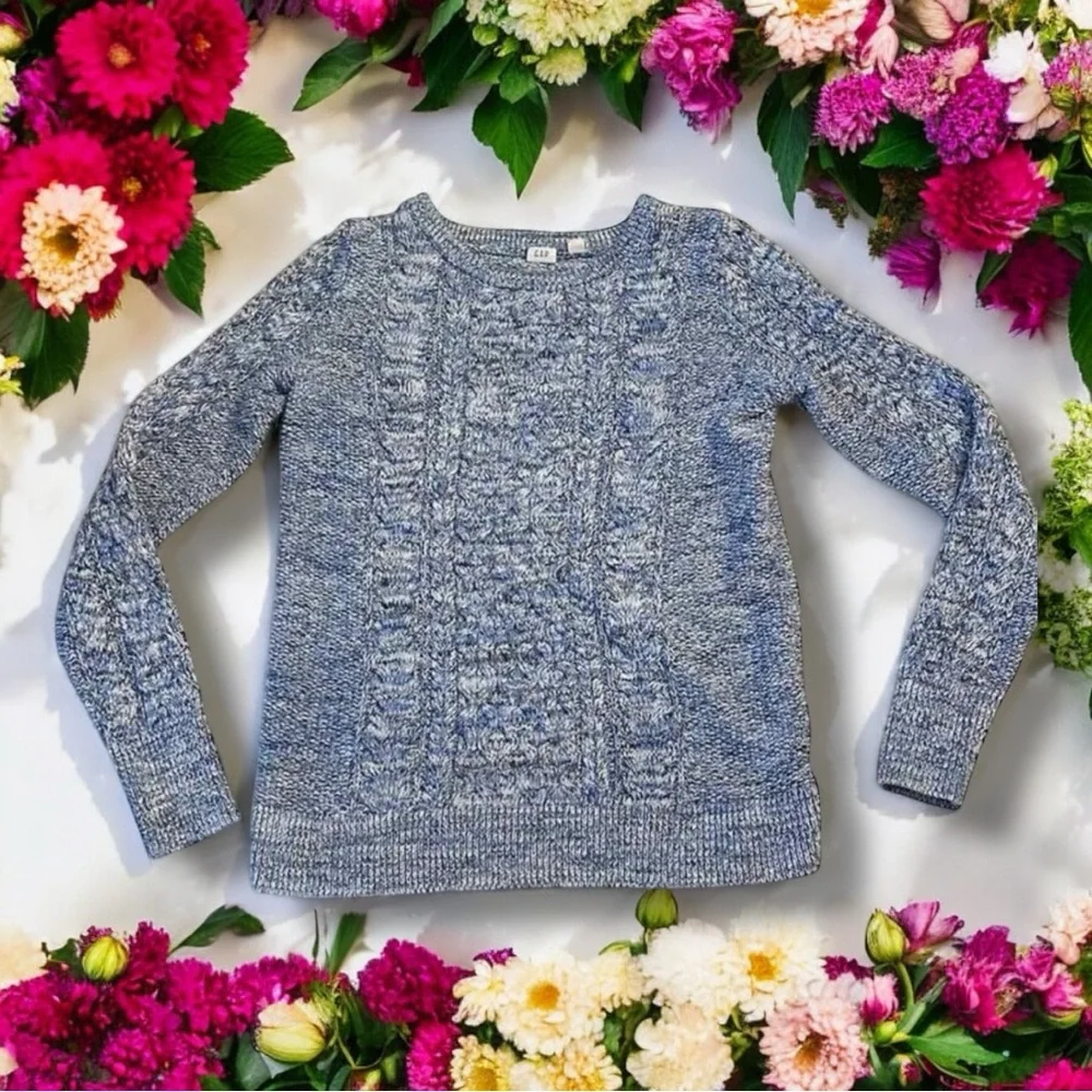 100% Cotton Gap for Good Sweater - Size Large, Pristine Cabincore - Blue & White - Picture 4 of 15